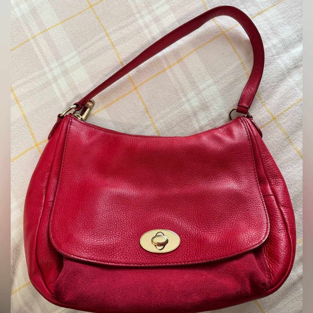 Red leather Talbot shoulder bag